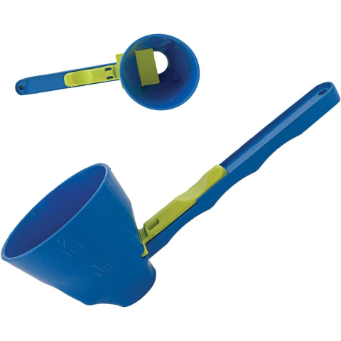 Ustensile pentru Bucătărie - Lingura Gradata, Tip Palnie, din Plastic, Coada Lunga, 8 x 8 x 3 cm, Albastru/Verde