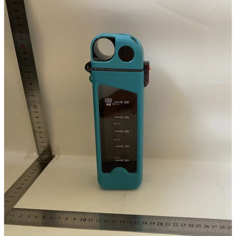 Sticla de Apa pentru Sport, 350 ml, cu Pai si Capac, 23x7x4.4 cm, Buton de Blocare, din PC, Bleu [1]