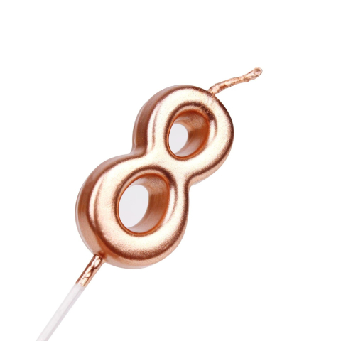 Lumanare de Tort, Model Cifra 8, Party, 4.5 x 2.5 cm, din Parafina, Rose Gold [3]