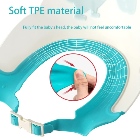 Viziera de Protectie Baie Pentru Copii, Fippy, Model Hipopotam, Dimensiune ajustabila, Durabil, Usor de curatat, Impotriva Samponului, pentru Ochi si Urechi, TPE+PP, 22x21 cm, Albastru [1]