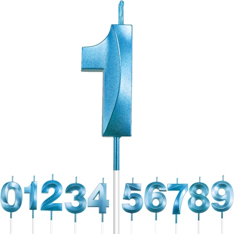 Lumanare Cifra 1, Model Diamond, 5 x 3.4 cm, Albastru [5]