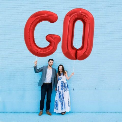 Balon Folie Metalizata Litera G, 40 cm, Umflati cu Heliu sau Aer, Ambalaj Individual, Pai inclus, Rosu [4]