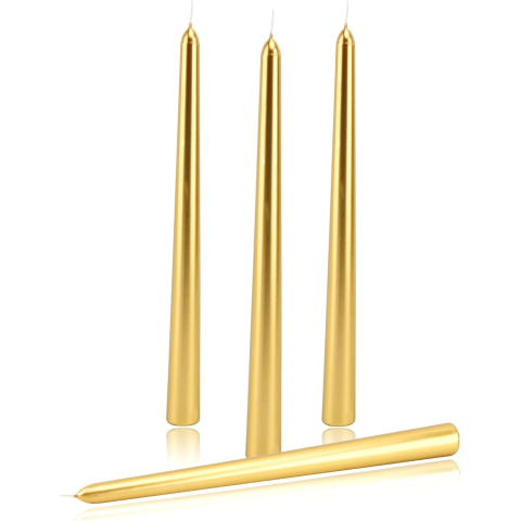 Lumanare Decorativa, pentru Masa, 25 cm, din Parafina, fara Fum, Ardere 7.5h, Auriu [1]