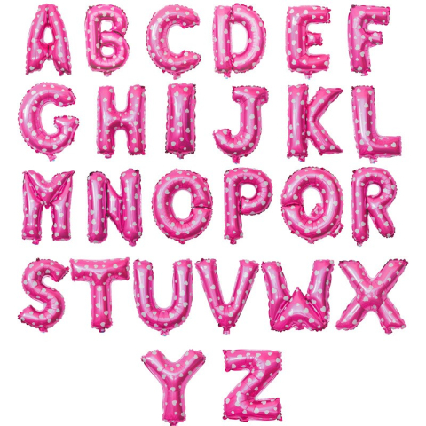 Balon Folie Metalizata Litera N, 40 cm, Cu Imprimeu Inimioare, Umflati cu Heliu sau Aer, Ambalaj Individual, Pai inclus, Roz [3]