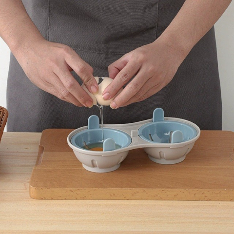 Recipient Dublu pentru Oua, din Plastic pentru Gatit la Microunde, 22 x 11.8 x 8 cm, Albastru [6]