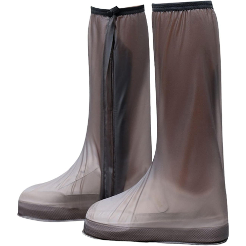 Protectie Incaltaminte pentru Ploaie si Noroi, Impermeabila, Talpa Antiderapanta, cu Fermoar si Capsa, Inaltime 40 cm, Marime XXXL 44-45, Maro [3]