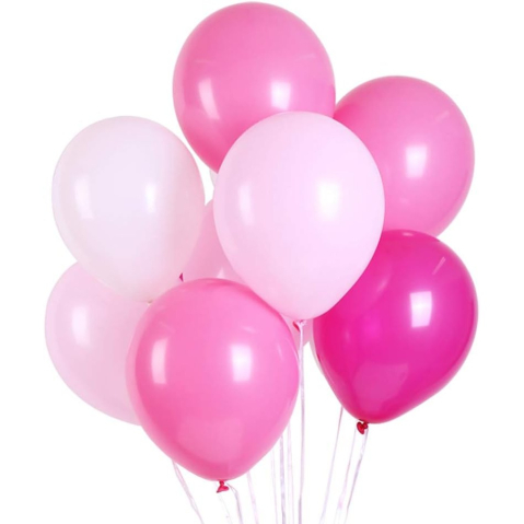 Set 10 Baloane din Latex Metalizate, Model Party, 23 cm, Alb si Roz, 2.2 g [3]