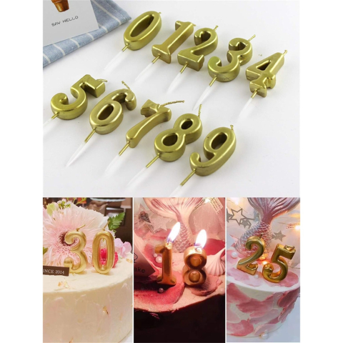 Lumanare de Tort, Model Cifra 9, Party, 4.5 x 2.5 cm, din Parafina, Auriu [1]