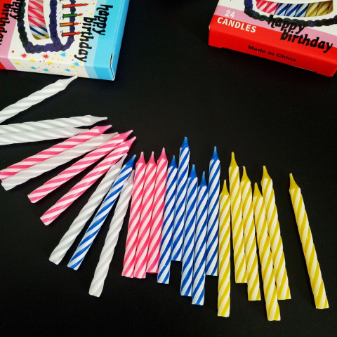 Set 24 Lumanari de Tort, Model Spirala, Party, 6.5 cm, din Parafina, Multicolor [2]