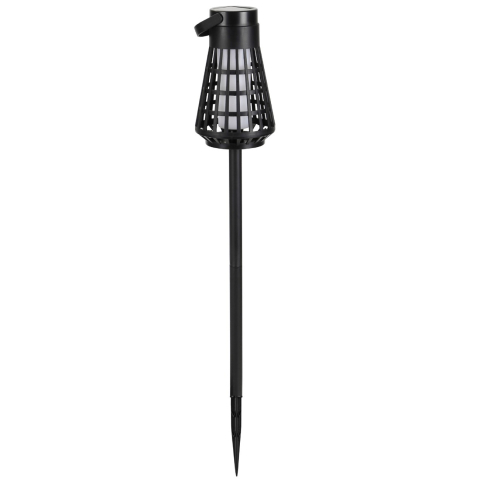 Lampa Solara pentru Gradina, Reincarcabila de la Soare, Model Felinar, Portabila cu Picior, Lumina Calda, 12 cm, Negru [3]
