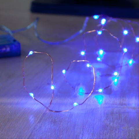 Instalatie de Craciun Liniara,®, Tip Liniara, Fir Cupru, 8 Jocuri de Lumini, cu Telecomanda, 5 m, 50 Led-uri, Alimentare USB, 4.5V, Albastru [2]