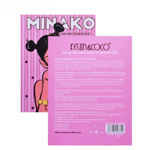 Paleta de Machiaj, KEVIN&amp;COCO, 20 Culori Pink Girl, Fard de Pleoape si Blush, Roz [1]