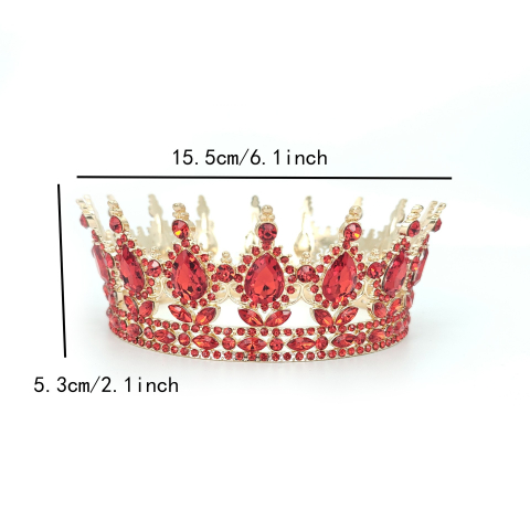 Diadema, din Aliaj, cu Cristale, Accesoriu Par, Aniversare, Nunta, Petrecere, 15.5 x 5.3 cm, Rosu [5]