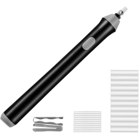 Accesorii Birou si Consumabile - Radiera Electrica, pentru Schite si Arta, Grosime Varf 3 mm/5 mm, Baterii 2 x AA (neincluse), din ABS, Negru