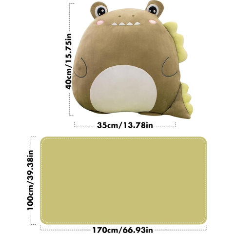 Patura 2in1 pentru Pat sau Canapea, Model Jucarie Crocodil cu Spatiu de Depozitare Patura, Microfibra, 1x1.7 m, Verde [2]