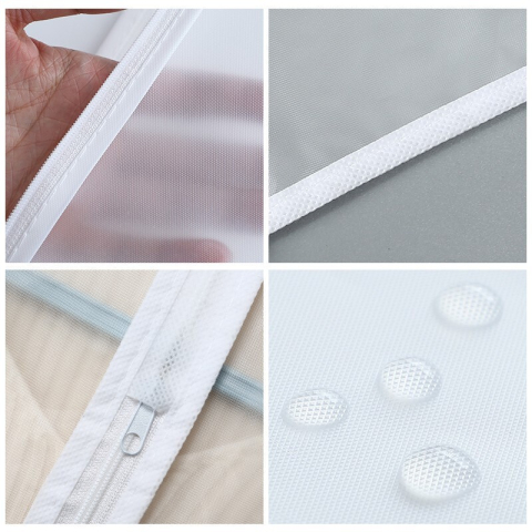 Set 5 Huse de Depozitare cu Fermoar, pentru Haine, de Protectie, pentru Voiaj, Netesut, Rezistent la Praf, 60x120 cm, Transparent-Alb [1]