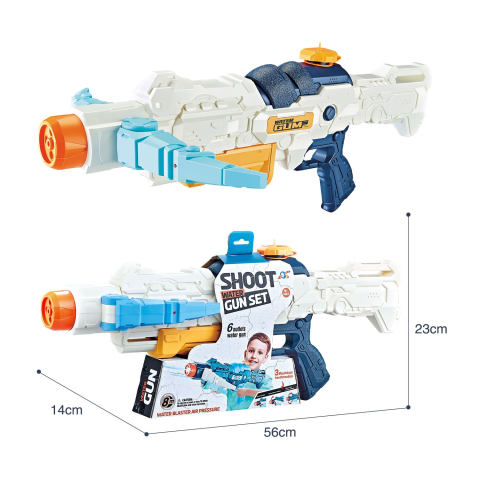 Pistoale cu apa - Pistol cu Apa, +6 Ani, Rezervor 700 ml, 4 Moduri de Stropire, din Plastic, 56 x 37 x 23 cm, Alb