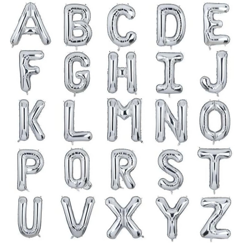 Balon Folie Metalizata Litera O, 80 cm, Umflati cu Heliu sau Aer, Ambalaj Individual, Pai inclus, Argintiu [5]
