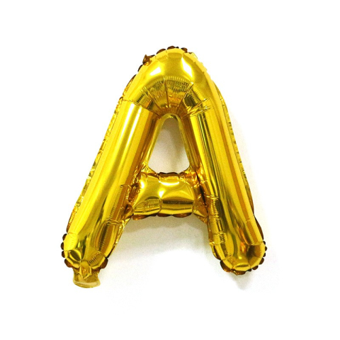 Balon Folie Metalizata Litera A, 80 cm, Umflati cu Heliu sau Aer, Ambalaj Individual, Pai inclus, Auriu [6]