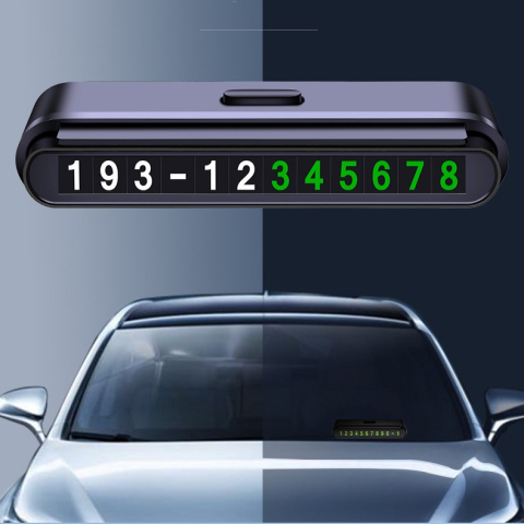 Suport Numar de Telefon pentru Parcare Auto, Suport pentru Numarul detelefon, Banda glisanta pentru Ascundere, Banda Adeziva Inclusa, 120 x 48 x 24 mm, Cifre Verzi, Negru Mat [4]