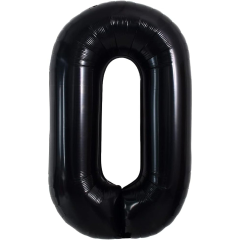 Litere - Balon Folie Metalizata Litera O, 40 cm, Umflati cu Heliu sau Aer, Ambalaj Individual, Pai inclus, Negru