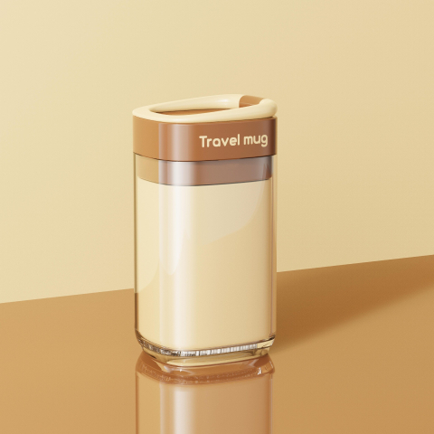 Articole pentru baie - Cana Multifunctionala pentru Voiaj, cu Functii de Depozitare si Suport Articole Igiena Dentara, 13 x 6.8 x 6 cm, Maro deschis