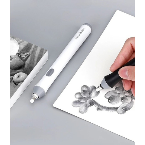 Radiera Electrica, pentru Schite si Arta, Grosime Varf 3 mm/5 mm, Baterii 2 x AA (neincluse), din ABS, Alb [4]