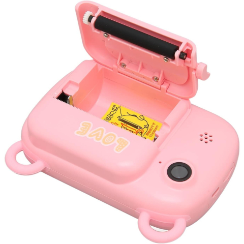 Camera Instantanee pentru Copii, Camera Frontala + Selfie, cu Functie de Printare, Cablu USB-C, Bluetooth, Compatibil iOS/Android, Imprimare APP, Model Iepure Love, Roz [4]