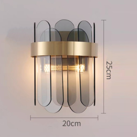 Lampa de Perete in Interior, Lampa de Lux pentru Decor de Interior, Corp de Iluminat Tip aplica, din Inox Auriu si Cristal, Lumina Calda Rece Neutra, 25 x 20 cm, Ideal pentru Camere Mici si Medii, Negru Auriu [1]