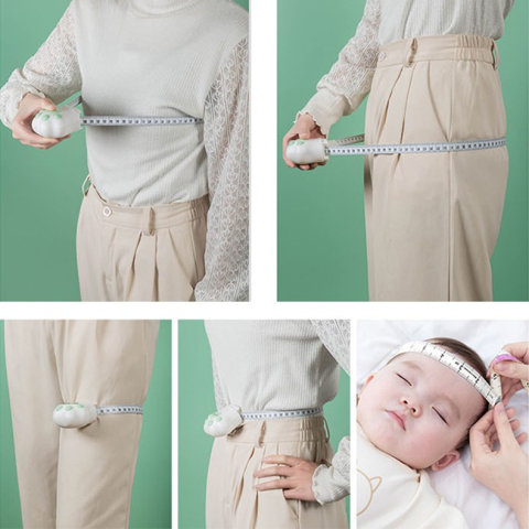 Ruleta Portabila, Ruleta mini pentru Copii, Model Labuta de Pisica, cu Prindere, pentru Masurat Diametrul, 5.5 x 6.5 cm, Banda 1.5m, Verde [2]