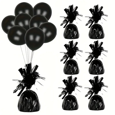 Greutate pentru Baloane cu Heliu, din Folie cu Franjuri, 170g, 13 x 5 x 3 cm, Negru [1]