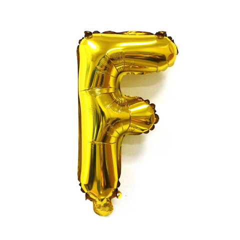 Balon Folie Metalizata Litera F, 80 cm, Umflati cu Heliu sau Aer, Ambalaj Individual, Pai inclus, Auriu [4]