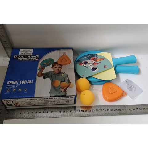 Set Palete pentru Tenis de Masa, pentru Copii, Accesoriu de Agatat Inclus, 2 Mingi, Design Animat, Albastru [1]