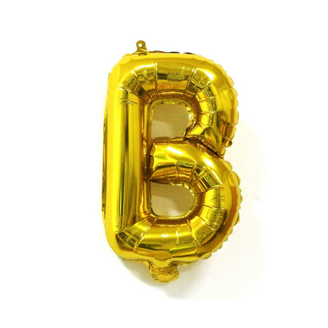 Balon Folie Metalizata Litera B, 80 cm, Umflati cu Heliu sau Aer, Ambalaj Individual, Pai inclus, Auriu [5]