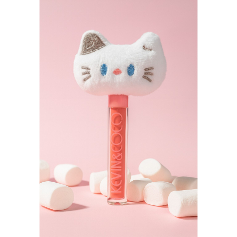 Luciu de Buze, Kevin&amp;Coco, Animat de Plus, Model Pisica, Alb [2]