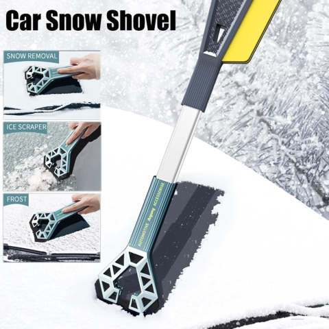 Racleta Auto pentru Zapada cu Doua Capete, Universala, Deszapezire Masina, cu Maner, Ergonomica, Detasabila, pentru Geamuri si Caroserie, Usor de Utilizat, 61x12.5 cm, Albastru [9]