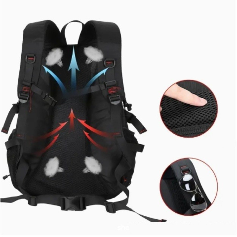 Rucsac Multifunctional de Alpinism, Capacitate 36-55 L, de Calatorie, Impermeabil, Slot USB Incarcare Telefon, Bretele Reglabile, 52 x 34 x 19 cm, Negru [3]