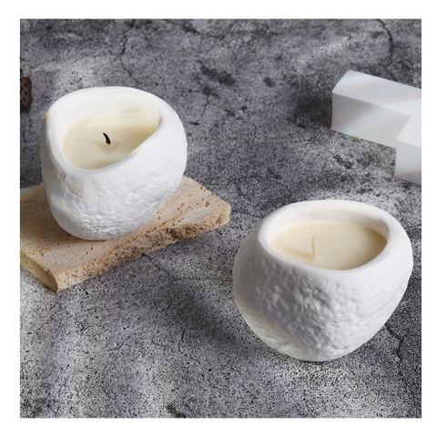 Lumanare Parfumata, Model Abstract, Aromat Roua Padurii, din Ceara de Soia, 8 x 5.5 x 6 cm, Alb [2]