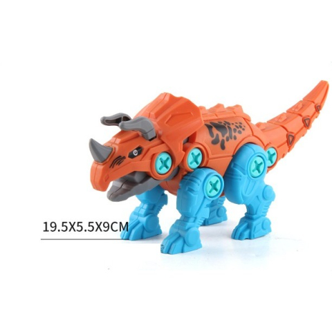 Set de Constructie/Asamblare, 4 Dinozauri, cu Bormasina Electrica, Baterii 2 x AA, Surubelnita si Cutie Depozitare, 22.5 x 14.5 x 15 cm, Multicolor [5]