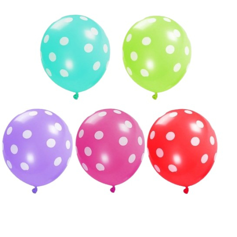 Articole Petrecere - Set 10 Baloane din Latex, Model Party Buline, 2x Albastru, 2x Verde, 2x Mov, 2x Roz, 2x Rosu, 23 cm, 1.4g