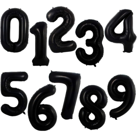 Balon din Folie Metalizata, Figurina Cifra, Tema Aniversare 100 cm, Ambalaj Individual, Pai inclus, Umflare cu Aer sau Heliu, Negru, Cifra 0 [1]