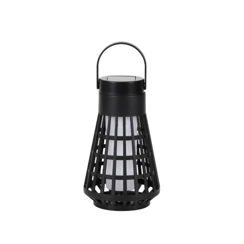 Articole pentru Gradina si Bricolaj - Lampa Solara pentru Gradina, Reincarcabila de la Soare, Model Felinar, Portabila cu Picior, Lumina Calda, 12 cm, Negru
