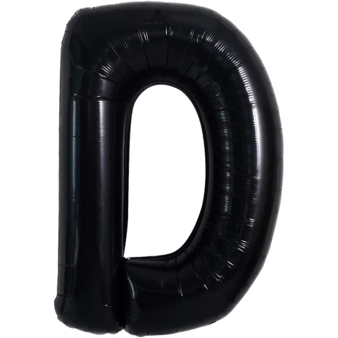 Balon din folie metalizata, 40 cm, Balon Folie Metalizata Litera D, 40 cm, Umflati cu Heliu sau Aer, Ambalaj Individual, Pai inclus, Negru, Litera D [4]