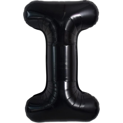 Balon Folie Metalizata Litera I, 40 cm, Umflati cu Heliu sau Aer, Ambalaj Individual, Pai inclus, Negru [4]
