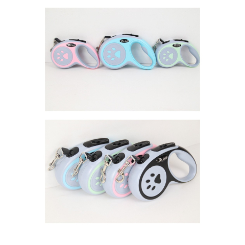 Lesa Automata Retractabila, pentru Caini, 3m, 20 kg, ABS, Gri/Bleu, 8x12x4 cm [2]