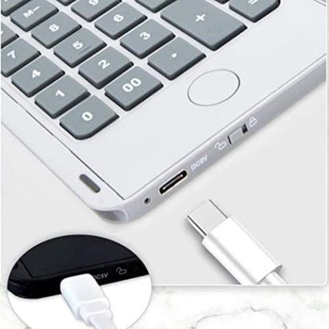 Calculator de Mana Reincarcabil cu Tabla de Scris, Calculator Portabil, Ecran LCD, Afisaj cu 12 Cifre, Ecran de 15 cm, Culoare Alb [3]