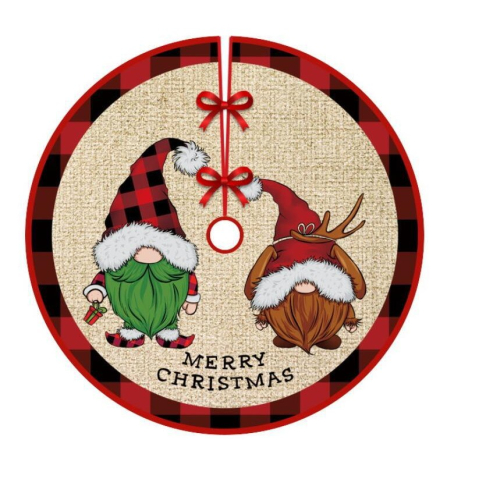 Covoras pentru Bradul de Craciun, din Tesatura Pufoasa, cu Fundite de Prindere, Model Gnomi, Multicolor, Diametru 90 cm [6]