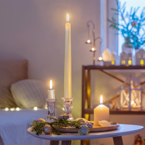 Lumanare Decorativa, pentru Masa, 25 cm, din Parafina, fara Fum, Ardere 7.5h, Alb [4]