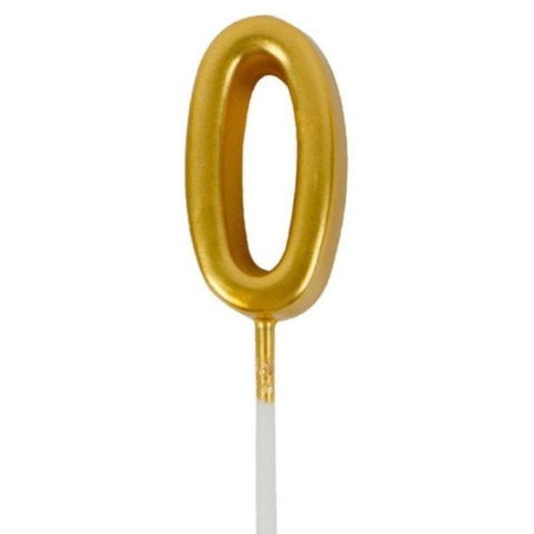 Lumanari si Toppere - Lumanare de Tort, Model Cifra 0, Party, 4.5 x 2.5 cm, din Parafina, Auriu