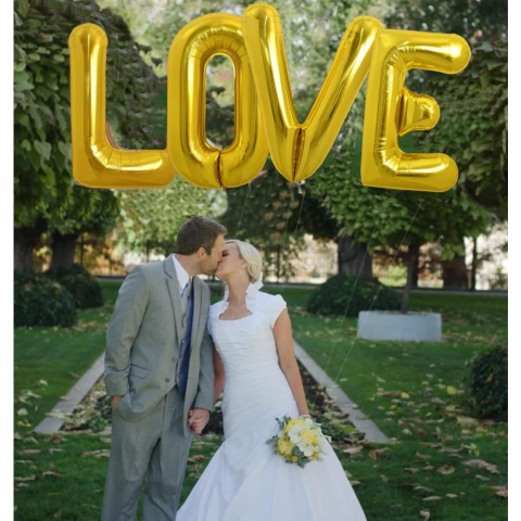 Balon Folie Metalizata Litera E, 80 cm, Umflati cu Heliu sau Aer, Ambalaj Individual, Pai inclus, Auriu [10]